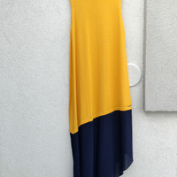Vestito/abito lungo fondo asimmetrico plissettato