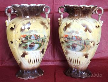 DOULTON LAMBETH Coppia Vasi " RIVER COUNTRY" 1870