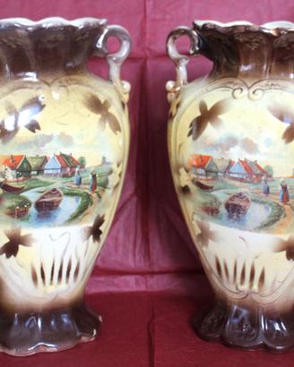 DOULTON LAMBETH Coppia Vasi " RIVER COUNTRY" 1870