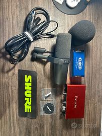 Kit studio SHURE SM7B con CLOUDLIFTER e Focusrite