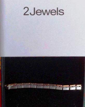 Bracciale in acciaio satinato e oro rosa da Uomo