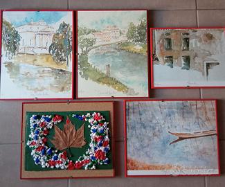 5 quadri arte veneta acquerello da galleria