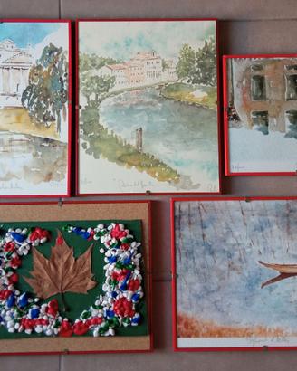 5 quadri arte veneta acquerello da galleria