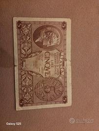 banconota 5 lire 1944