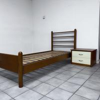 Struttura letto singolo, comodino e cassettiera