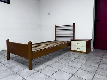 Struttura letto singolo, comodino e cassettiera