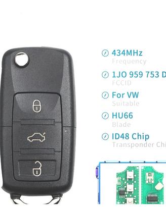 CHIAVE COMPLETA SEAT VOLKSWAGEN VW SKODA VARI MODE