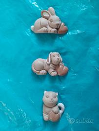 3 Animaletti Capodimonte con Cuore