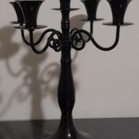 candelabro in metallo nero lucido 34.5 cm