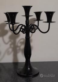 candelabro in metallo nero lucido 34.5 cm