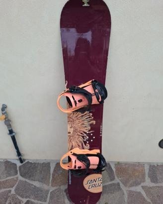 Tavola da snowboard Santa Cruz X 146 cm e attacchi