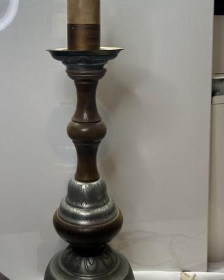 Lampada da tavolo vintage stile candeliere legno