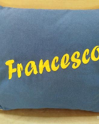 Cuscino Personalizzato "Francesco" Blu e Giallo