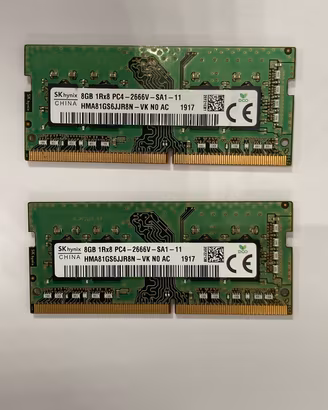 Memoria ram 16gb 1RX8 PC4-2666V DDR4 notebook