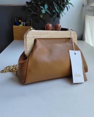Borsa Vera Pelle e Legno