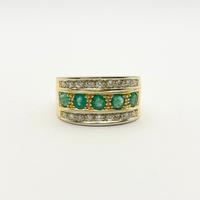ANELLO oro18kt diamanti smeraldi