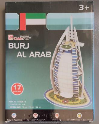 3D puzzle CubicFun BURJ AL ARAB, 17 pezzi, 3+