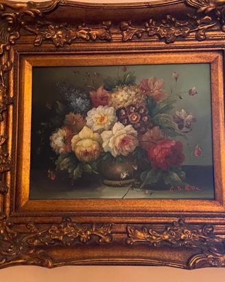 Quadro dipinto a mano con cornice dorata