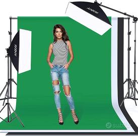 Set fotografico completo con fondale + Softbox Kit