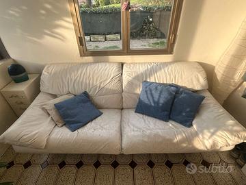 Divano reclinabile 3 posti Bianco in pelle