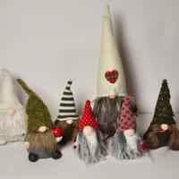 Set 7 gnomi Natale stoffa e ceramica decorazioni