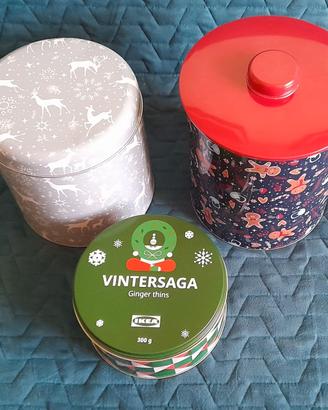 3 pezzi scatole di latta 