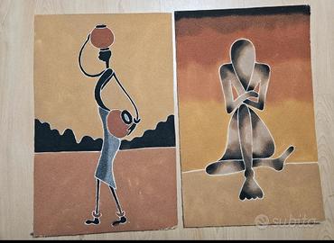 due quadri in sabbia stile Africani