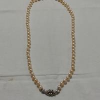 Collana vintage anni ’70 in perle e oro bianco 750
