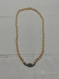 Collana vintage anni ’70 in perle e oro bianco 750