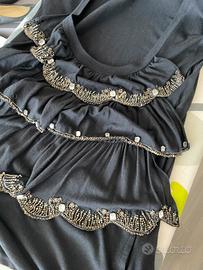 T-shirt TWIN SET nera con perline e pietre