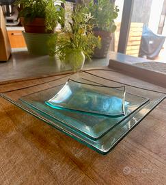 Servito piatti quadrati in vetro