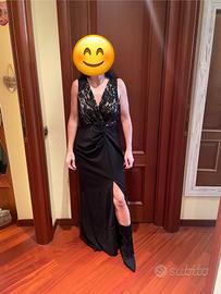 Abito lungo nero sirena spacco lat Shein tg L