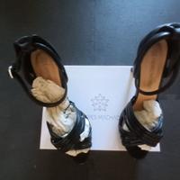 women's black heeled sandals, size 43