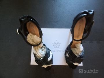 women's black heeled sandals, size 43