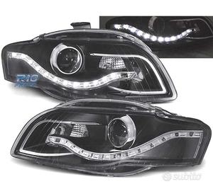 FARI AUDI A4 B7 LUCE DIURNA A LED FONDO NERO 04-07
