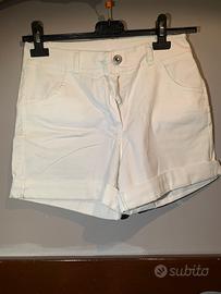 Shorts bianchi a vita alta in cotone