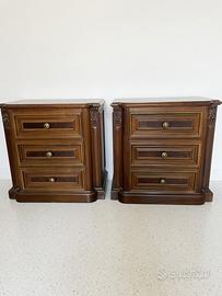 Coppia comodini classici in legno 3 cassetti