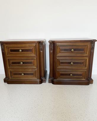 Coppia comodini classici in legno 3 cassetti