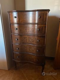 Settimanale in stile Luigi XV con intarsi floreali