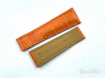 Cinturino Rolex Vera Pelle Cocco Arancione 20/16mm
