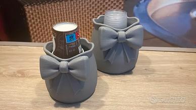 set 2 portaoggetti a forma di tazza con fiocco sta