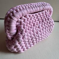 Clutch bag uncinetto rosa pastello