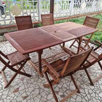 Tavolo in Legno da Esterno Giardino con Sedie