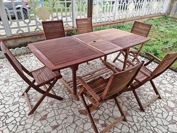 Tavolo in Legno da Esterno Giardino con Sedie