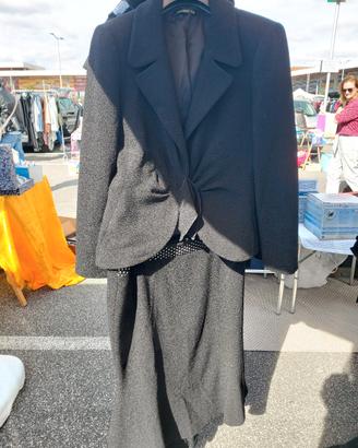 tailleur elegante giacca gonna nero TG 48