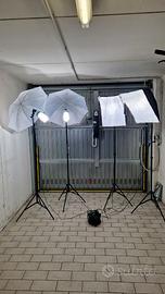 Set luci fotografia amatoriale 2 softbox 2 ombrell