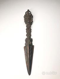 Vajra/Phurba ornamentale in metallo - 3 facciate