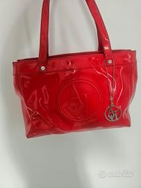 Borsa Shopper Armani Jeans in Vernice rossa 