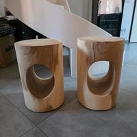 Comodino Tavolino  in Legno Massello di Mungur