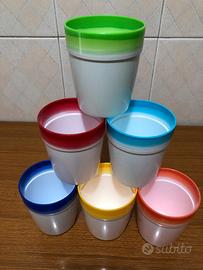 6 bicchieri colorati in plastica
